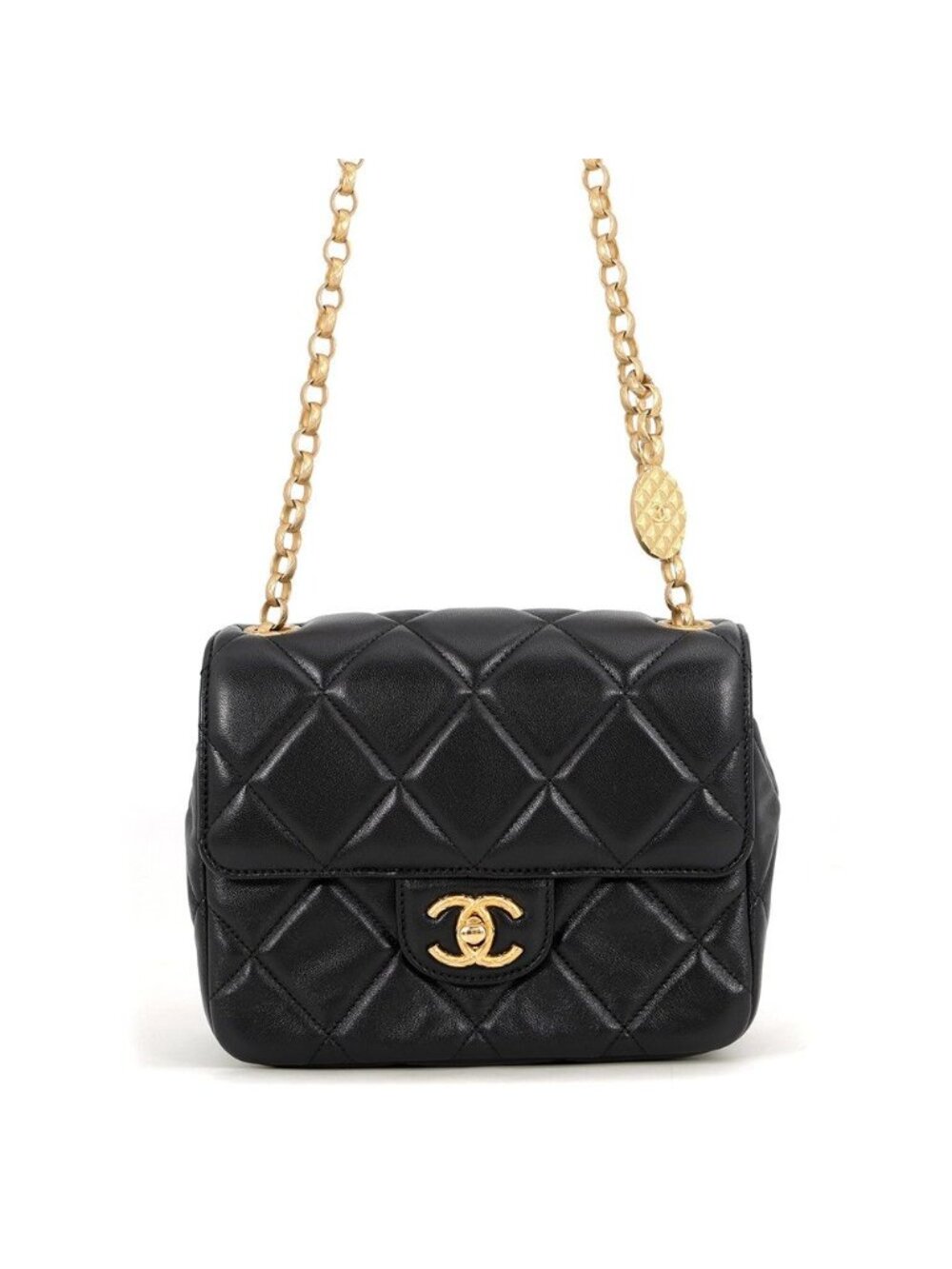 Chanel Chain Shoulder Bag Quilted CC Logo Small Lambskin